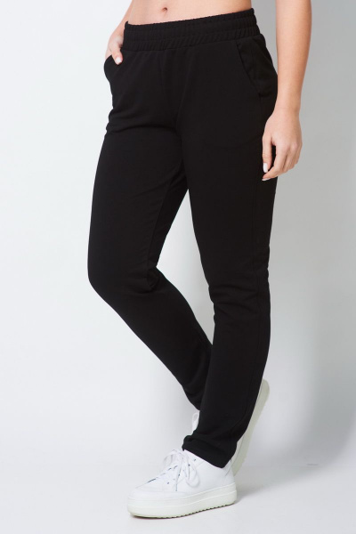 Брюки демисезонные прямые из трикотажа с карманами FORMAT 12078 черный - фото 4