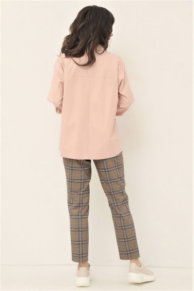 Блуза, брюки Магия моды 1734 розовый+клетка - фото 3