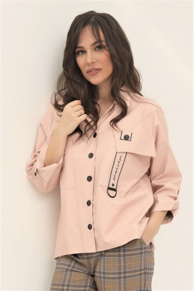 Блуза, брюки Магия моды 1734 розовый+клетка - фото 2