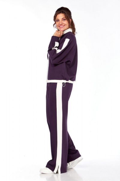 Костюм спортивный брюки джемпер больших размеров Ольга Стиль С-948 баклажан - фото 8