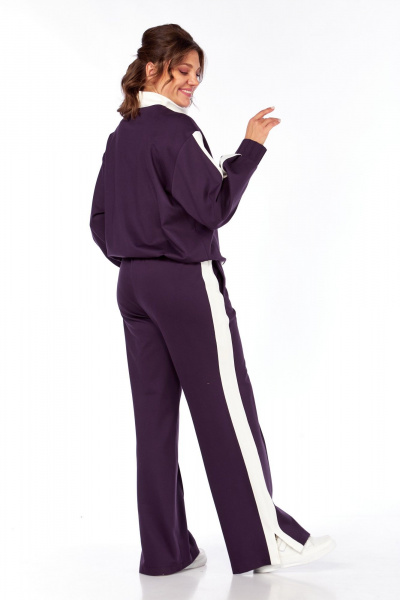 Костюм спортивный брюки джемпер больших размеров Ольга Стиль С-948 баклажан - фото 7
