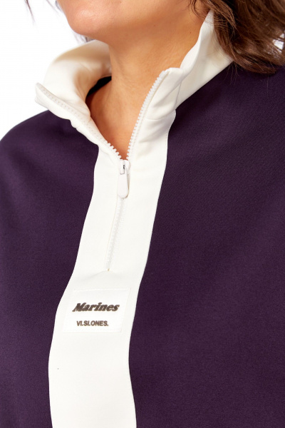 Костюм спортивный брюки джемпер больших размеров Ольга Стиль С-948 баклажан - фото 6