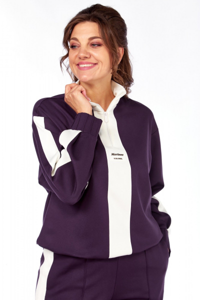 Костюм спортивный брюки джемпер больших размеров Ольга Стиль С-948 баклажан - фото 5