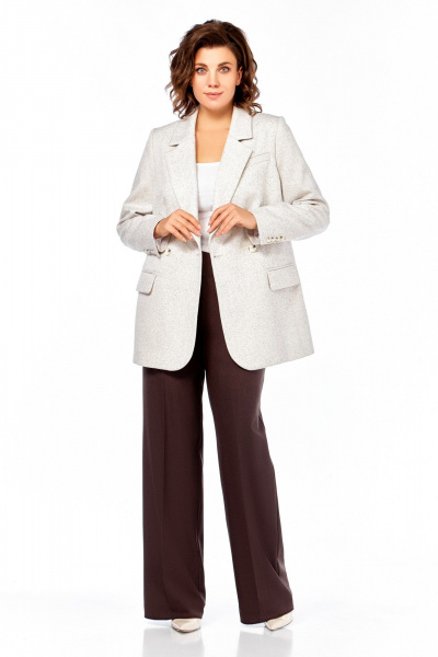 Брюки, жакет Ольга Стиль С-952 серый-коричневый - фото 3
