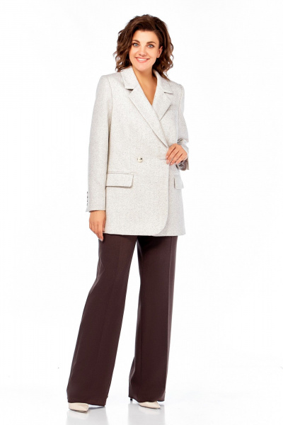 Брюки, жакет Ольга Стиль С-952 серый-коричневый - фото 1