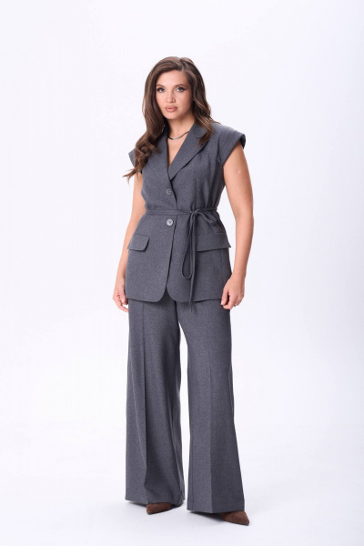 Брюки, жилет Gizart 5378 серый - фото 3