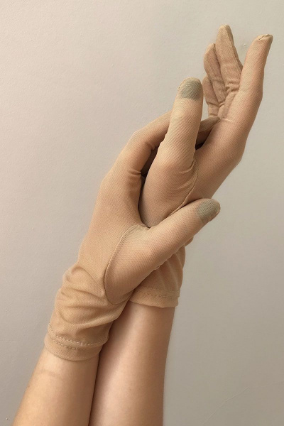 Бежевые женские перчатки из тонкой итальянской сетки ACCENT 1178с бежевый - фото 1