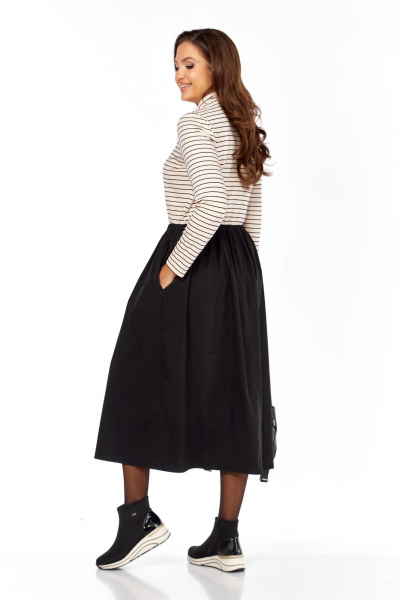 Платье БагираАнТа 1058 бежевый-черный - фото 7