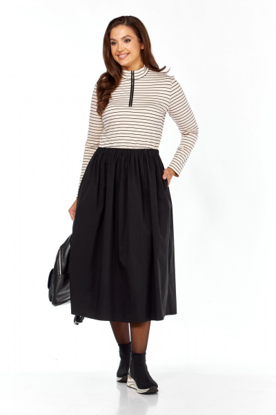 Платье БагираАнТа 1058 бежевый-черный - фото 5