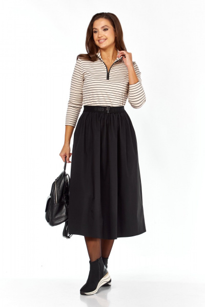 Платье БагираАнТа 1058 бежевый-черный - фото 4