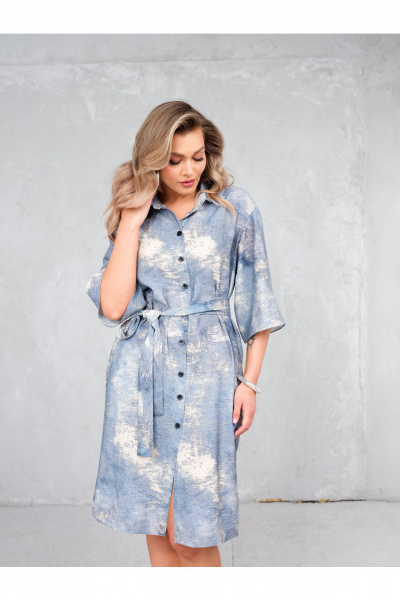 Платье Erika 1733-6 голубо-бежевый - фото 7