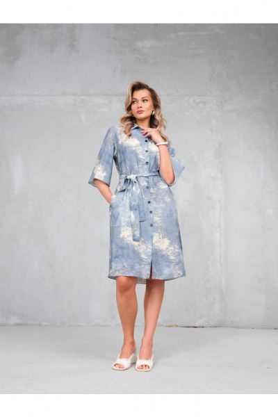 Платье Erika 1733-6 голубо-бежевый - фото 6