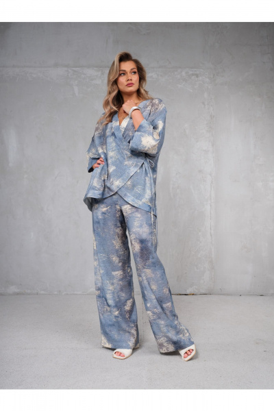 Брюки Erika 1735-6 голубо-бежевый - фото 1