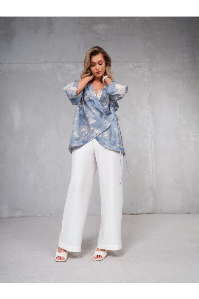 Жакет Erika 1739-6 голубо-бежевый - фото 2