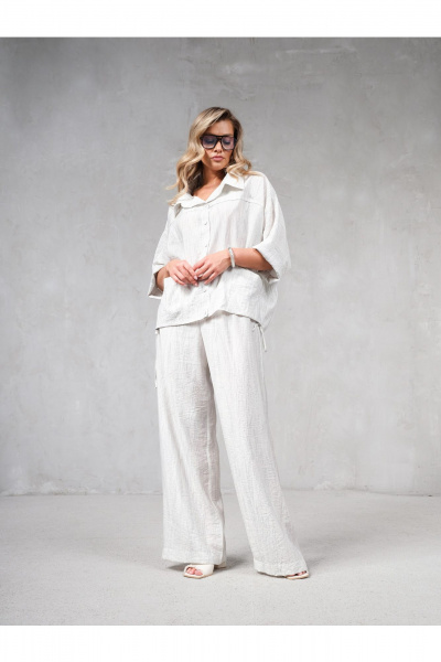 Блуза Erika 1740 бело-серая - фото 5