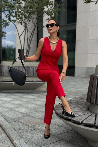 Брюки, жакет, жилет Dilana VIP 2120 красный - фото 8