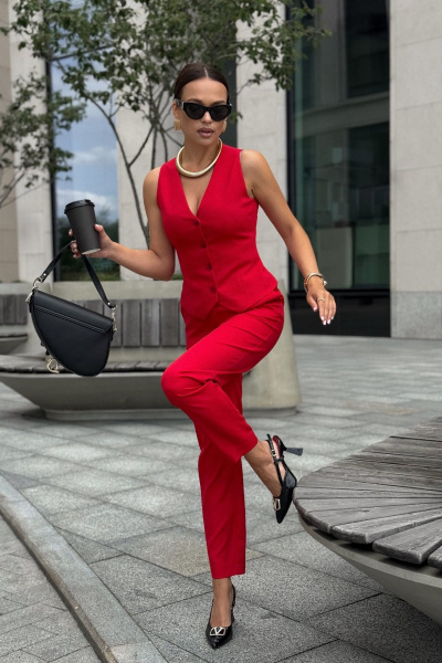 Брюки, жакет, жилет Dilana VIP 2120 красный - фото 3