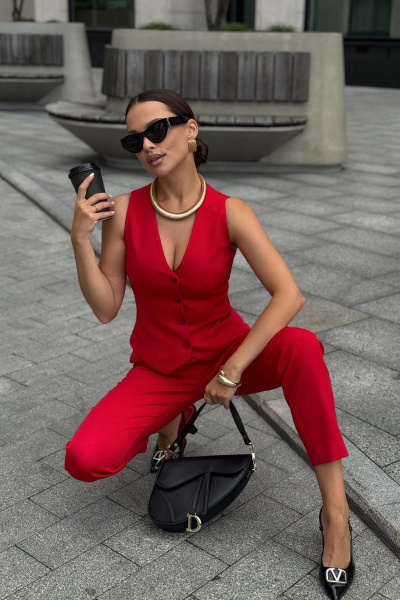 Брюки, жакет, жилет Dilana VIP 2120 красный - фото 7