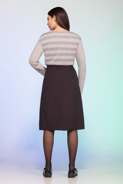 Костюм из трикотажа и текстиля с блузой и юбкой трапециевидного силуэта Vitol Fashion В-2100 - фото 3