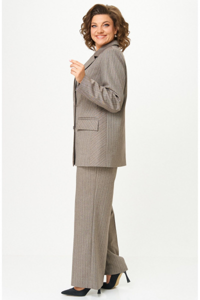 Брюки, жакет БелЭльСтиль 848-2_81_22+601-3_08_22 елочка_коричневая - фото 7