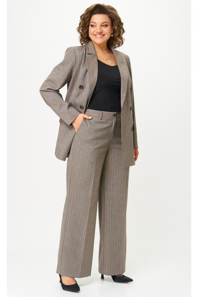 Брюки, жакет БелЭльСтиль 848-2_81_22+601-3_08_22 елочка_коричневая - фото 6