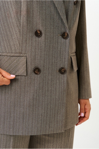 Брюки, жакет БелЭльСтиль 848-2_81_22+601-3_08_22 елочка_коричневая - фото 4