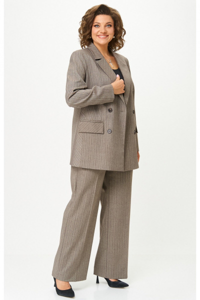 Брюки, жакет БелЭльСтиль 848-2_81_22+601-3_08_22 елочка_коричневая - фото 3