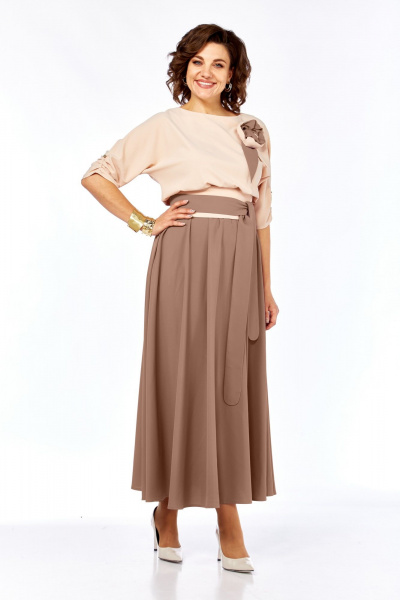 Платье Ольга Стиль С-912/1 светло-коричневый - фото 4