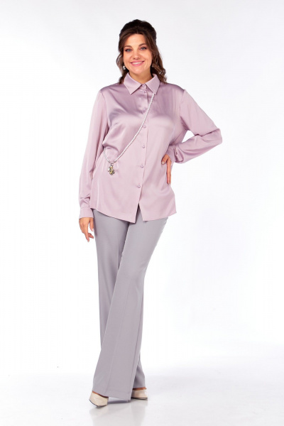 Блуза Ольга Стиль С-962 пудровая_сирень - фото 2