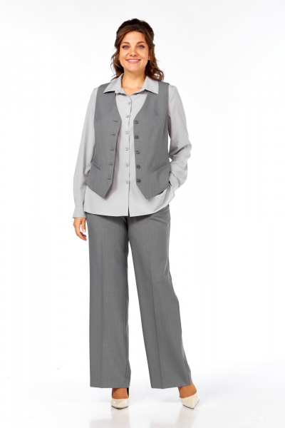 Блуза, брюки, жилет Ольга Стиль С-946 серый - фото 2