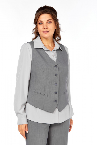 Блуза, брюки, жилет Ольга Стиль С-946 серый - фото 4
