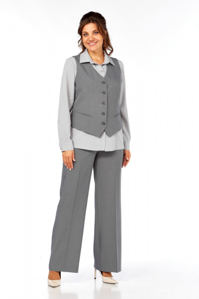 Блуза, брюки, жилет Ольга Стиль С-946 серый - фото 3