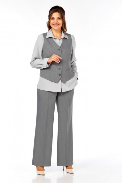 Блуза, брюки, жилет Ольга Стиль С-946 серый - фото 1
