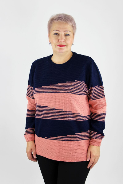 Джемпер полурегулярный с круглым вырезом и бейкой, длина 70,5 см Полесье С1803-20 0С2187-Д43 158,164 матросский_синий - фото 5