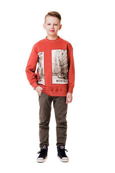 Джемпер из футера с асимметричным дизайном и принтом для девочки Bell Bimbo 182159 хна - фото 1