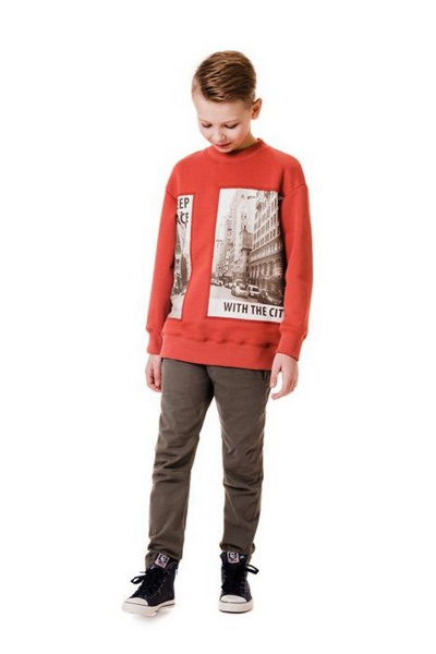 Джемпер из футера с асимметричным дизайном и принтом для девочки Bell Bimbo 182159 хна - фото 2