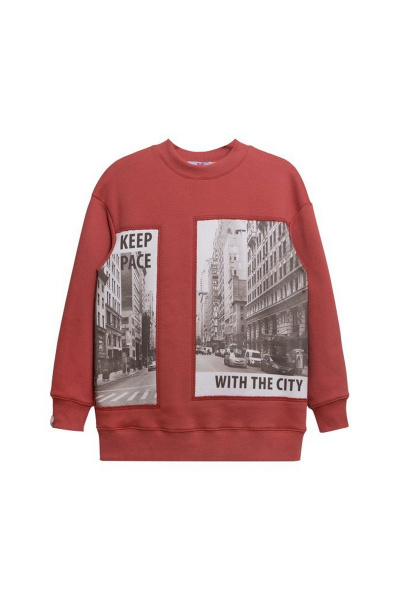 Джемпер из футера с асимметричным дизайном и принтом для девочки Bell Bimbo 182159 хна - фото 3