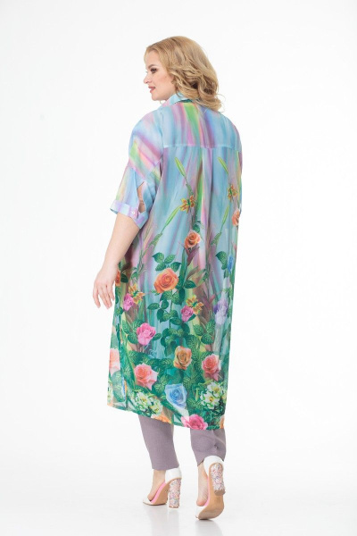 Комплект блуза, брюки и платье-рубашка из шифона Anelli 858 голубые_тона - фото 18