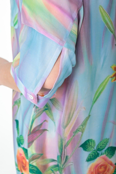 Комплект блуза, брюки и платье-рубашка из шифона Anelli 858 голубые_тона - фото 13