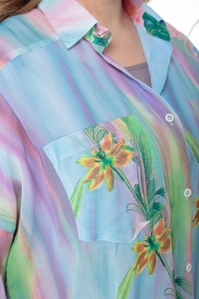 Комплект блуза, брюки и платье-рубашка из шифона Anelli 858 голубые_тона - фото 12