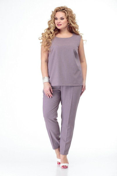 Комплект блуза, брюки и платье-рубашка из шифона Anelli 858 голубые_тона - фото 3