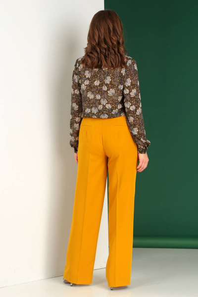 Принтованная блуза и свободные брюки из шифона и текстиля Liona Style 655 рыжий - фото 3