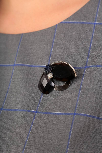 Серое демисезонное платье длиной 101 см с длинным рукавом Liona Style 656 - фото 2