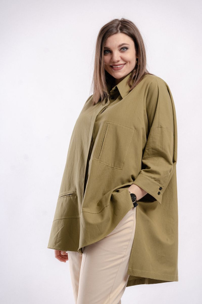 Блуза GRATTO 4129 хаки - фото 2