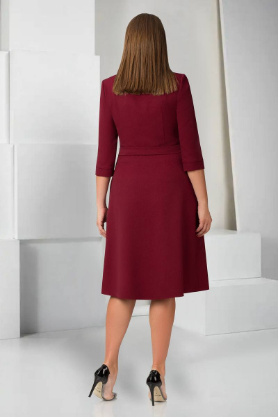 Платье демисезонное с имитацией планки и декоративными карманами TAiER 727 марсала - фото 2