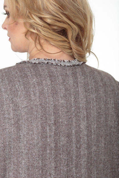 Свободный жилет с кожаным подкладом, коричневый, демисезон Anelli 980 коричневый_полоска - фото 4