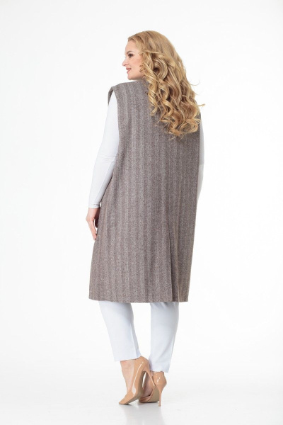 Свободный жилет с кожаным подкладом, коричневый, демисезон Anelli 980 коричневый_полоска - фото 2