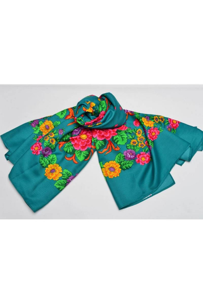 Шаль бирюзовая из текстиля 145х145 см для повседневной носки TrendCorner 3-3-4-6 43 - фото 1