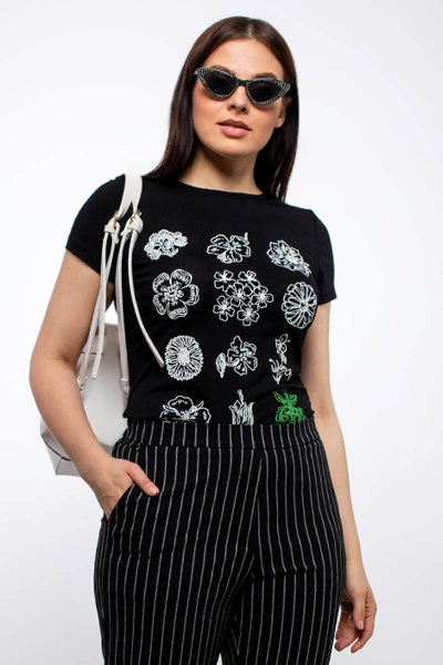 Брюки La rouge 8027 черно-белый-(полоска)- - фото 2