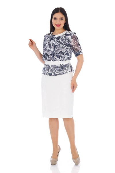 Платье Almila-Lux 1016 серо-белый - фото 1